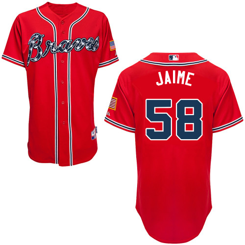 Juan Jaime #58 MLB Jersey-Atlanta Braves Men's Authentic 2014 Red Baseball Jersey